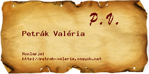 Petrák Valéria névjegykártya